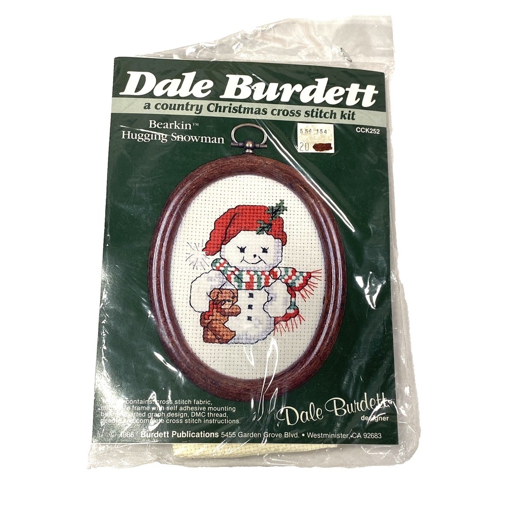 new dale burdett cross stitch kit CCK252 bear hugging snowman